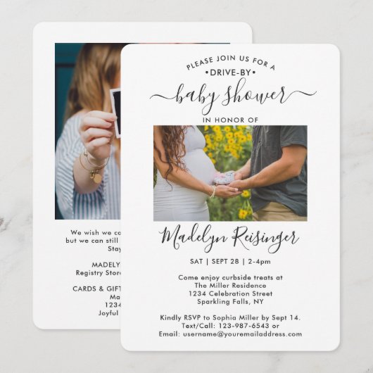 Invitation 2 Baby shower De Distances Sociales Conduite En Ph (Devant / Derrière)