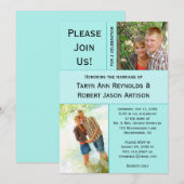 Invitation #2 Bloc Photo Bleu Turquoise Clair Post Mariage (Devant / Derrière)