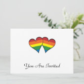 Invitation 2 Coeurs arc-en-ciel (Debout devant)