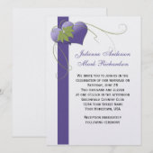 Invitation #2 Cœurs Violets Tourbillons Verts Mariages (Devant / Derrière)