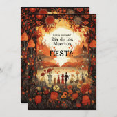 Invitation 💀 🎉 2 côtés Día de Muertos (Devant / Derrière)