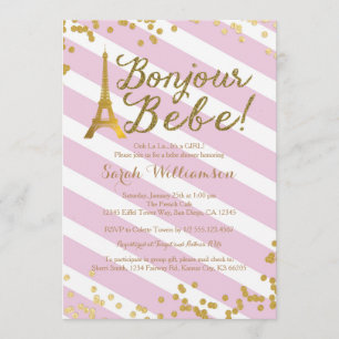 Invitation 2 de baby shower de fille de Bonjour