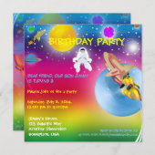 Invitation 2 de fête d'anniversaire d'astronaute (Devant / Derrière)