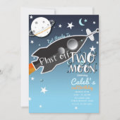 Invitation 2 Deux Fusée Spatiale Vers La Lune Fête d'annivers (Devant)