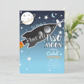 Invitation 2 Deux la Fusée Spatiale de la Lune Fête d'anniver (Debout devant)