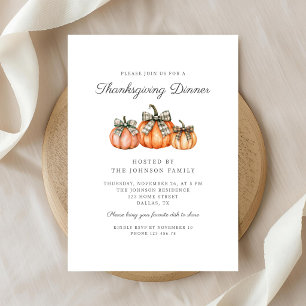 Invitation 2 Dîner de Thanksgiving à la citrouille orange rus
