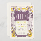 Invitation 2 Femmes et Lilies Letterpress Style Mariage (Devant / Derrière)