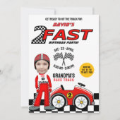 Invitation 2 Fête d'anniversaire rapide - Pilote de voiture d (Devant)