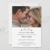 Invitation 2 Hearts Arrow Modern Romantic Travel Love Wedding (Devant)
