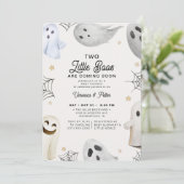 Invitation 2 Little Boos Neutral Twins Halloween Baby shower (Debout devant)