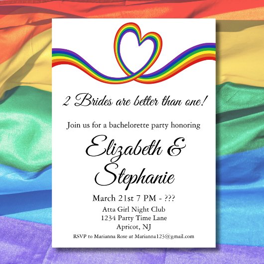 Invitation 2 Mariées Meilleures Qu'Une Bachelorette Lesbienne