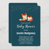 Invitation 2 mignons petits Baby showers de renards rouges (Devant / Derrière)