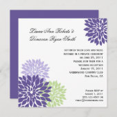 Invitation #2 Pétales de Fleurs Lavande Violette Verte (Devant / Derrière)