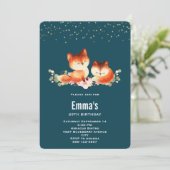 Invitation 2 Petits Renards Rouges mignons et douillets Anniv (Debout devant)