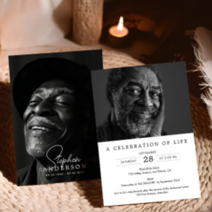 Invitation 2-Photo Célébration de la vie / Funérailles / Mémo