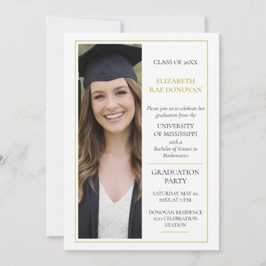 Invitation 2-Photo Elegant Minimalist Graduation Party |  (Devant)