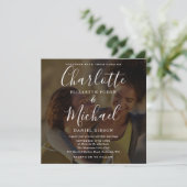 Invitation 2 Photo Elegant Signature Script Mariage Invitatio (Debout devant)