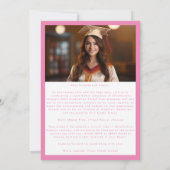 Invitation 2 Photo en face Pink College Graduation Party (Dos)