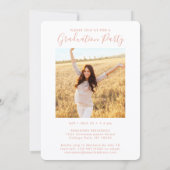 Invitation 2 Photo Graduation Party Blush Pink & Gold Script (Dos)