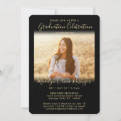 Invitation 2 Photo Graduation Party Élégant Noir et Or (Dos)