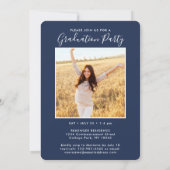 Invitation 2 Photo Graduation Party Marine Bleu & Blanc Scrip (Dos)