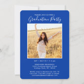 Invitation 2 Photo Graduation Party Royal Blue & Gold Script (Dos)