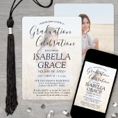Invitation 2 Photo Graduation Party Simple Black Text Overlay