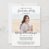 Invitation 2 Photo Graduation Party Simple Noir Blanc Script (Devant)