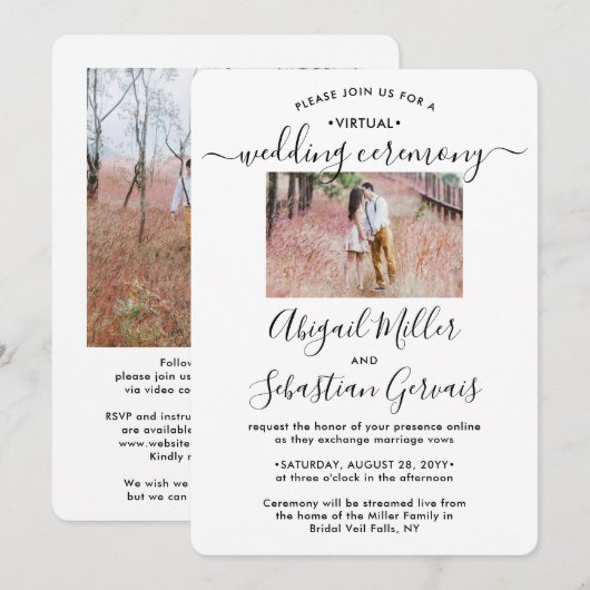 Invitation 2 Photo Mariage Virtuel en Direct Streaming à Dist (Devant / Derrière)