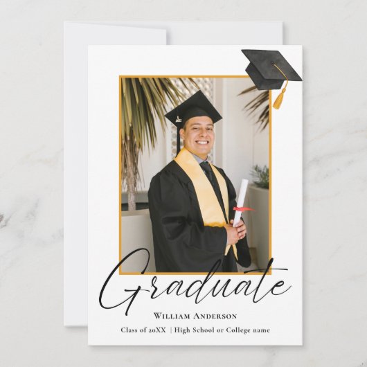Invitation 2 Photo Modern Calligraphy Script Graduation Party (Devant)