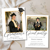 Invitation 2 Photo Modern Calligraphy Script Graduation Party