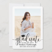 Invitation 2 Photo Moderne Élégant Script Graduation Party (Devant)