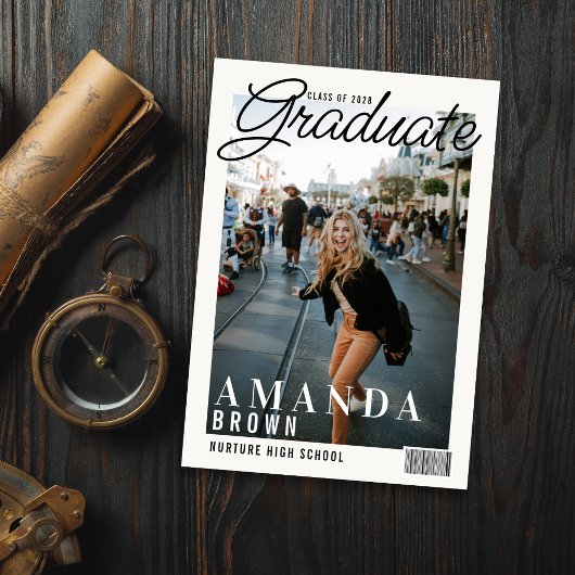 Invitation 2 Photo Moderne Magazine Couverture Graduation 202