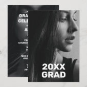 Invitation 2 Photo Moderne Moderne Gras Graduation Texte Blan (Devant / Derrière)