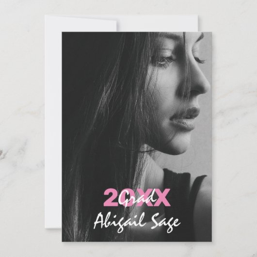 Invitation 2 Photo Moderne Moderne Moderne Pink and White Gra (Devant)