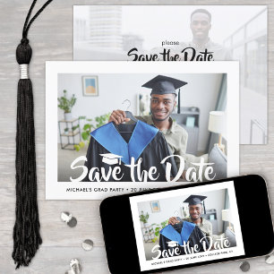 Invitation 2 Photo Moderne Script Graduation Enregistrer la d