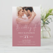 Invitation 2 Photo Overlay Script QR Code Rose Gold Mariage (Debout devant)
