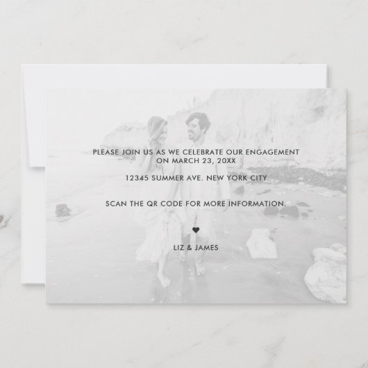 Invitation 2 Photo QR Code Modern Engagement Party (Dos)