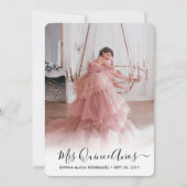 Invitation 2 Photo Quinceanera Élégant Script 15e anniversair (Devant)