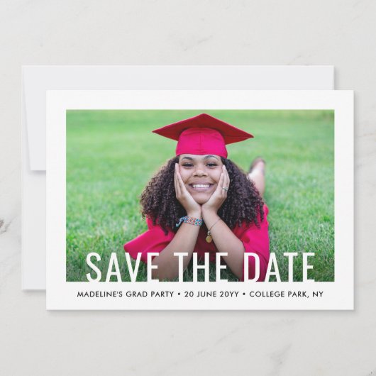 Invitation 2 Photo Simple Moderne Graduation Enregistrer la d (Devant)
