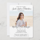 Invitation 2 Photo Sweet 16 Chic Moderne Élégant Script (Devant)