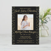 Invitation 2 Photo Sweet 16 Parties scintillant moderne noir (Debout devant)