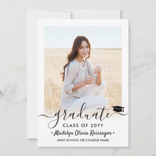 Invitation 2 Photo Virtual Graduation Party Élégant Script (Devant)