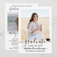 2 Photo Virtual Graduation Party Élégant Script