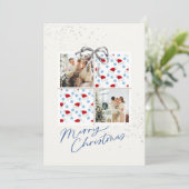 Invitation 2-Photo X-mas Present Card Santa Hats Silver Bow (Debout devant)