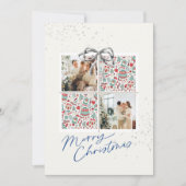 Invitation 2-Photo X-mas Present Card Ugly Sweater Silver Bow (Devant)