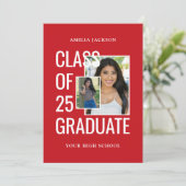 Invitation 2 Photos Classe De 25 Red & White Open House (Debout devant)