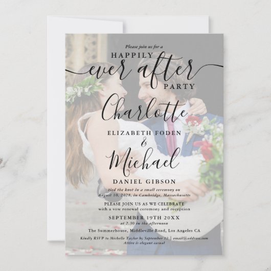 Invitation 2 Photos de mariage Script pour un bonheur éternel (Devant)