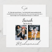 Invitation 2 Photos Demande à une amie d'être demoiselle d'ho (Devant / Derrière)