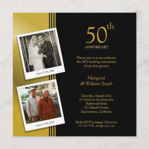 Invitation 2 Photos Fête d'anniversaire de mariage de 50 ans 